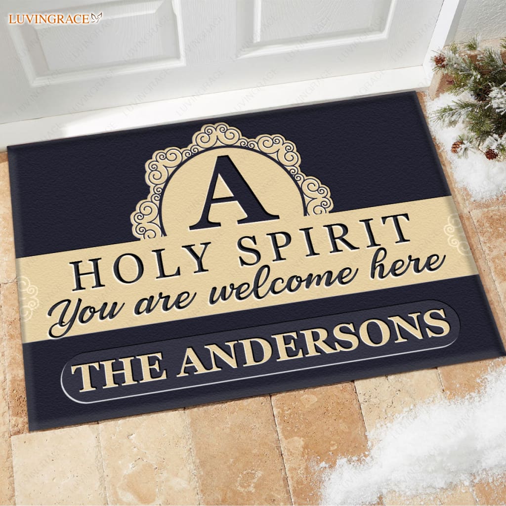 Luvingrace M100 Elegant Monogram Collection Holy Spirit Personalized Doormat