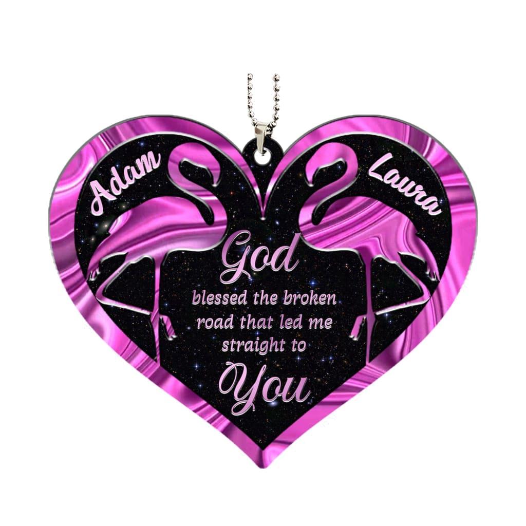 Luvingrace M103 Flamingo Couple God Blessed Personalized Ornament