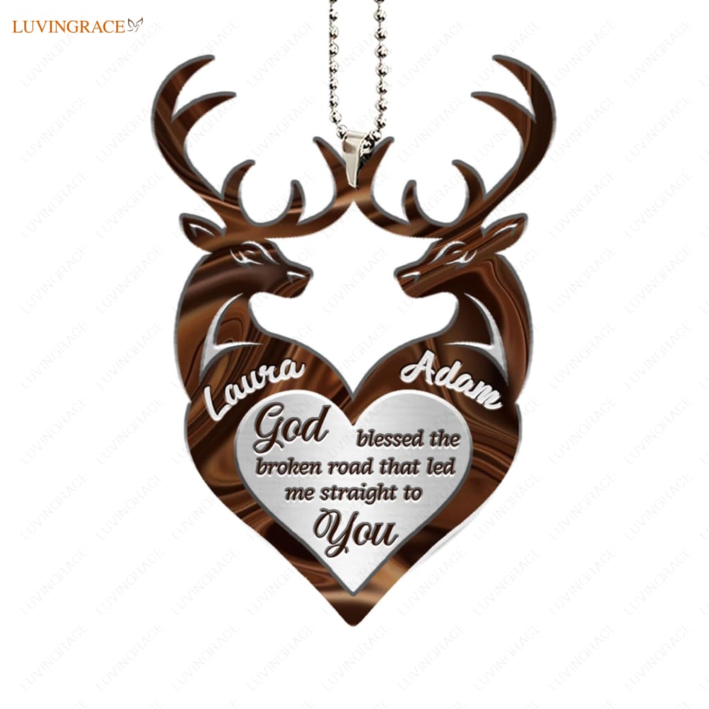 Luvingrace M107 Deer Couple God Blessed Personalized Ornament