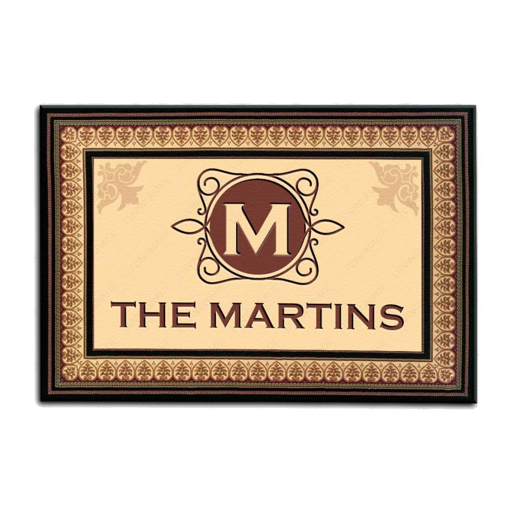 Luvingrace M11 Vintage Monogram Collection Family Name Personalized Doormat