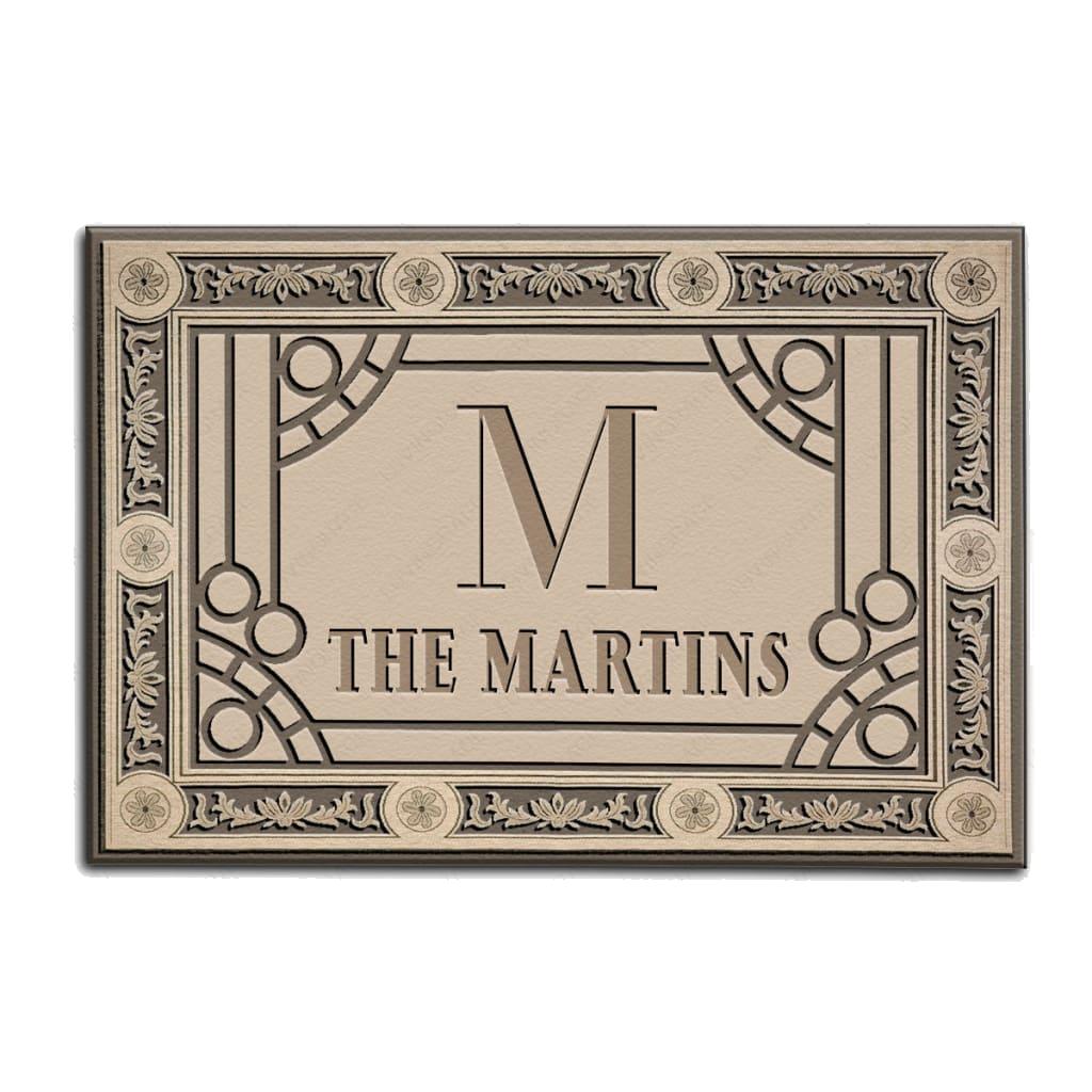Luvingrace M12 Vintage Monogram Collection Family Name Personalized Doormat