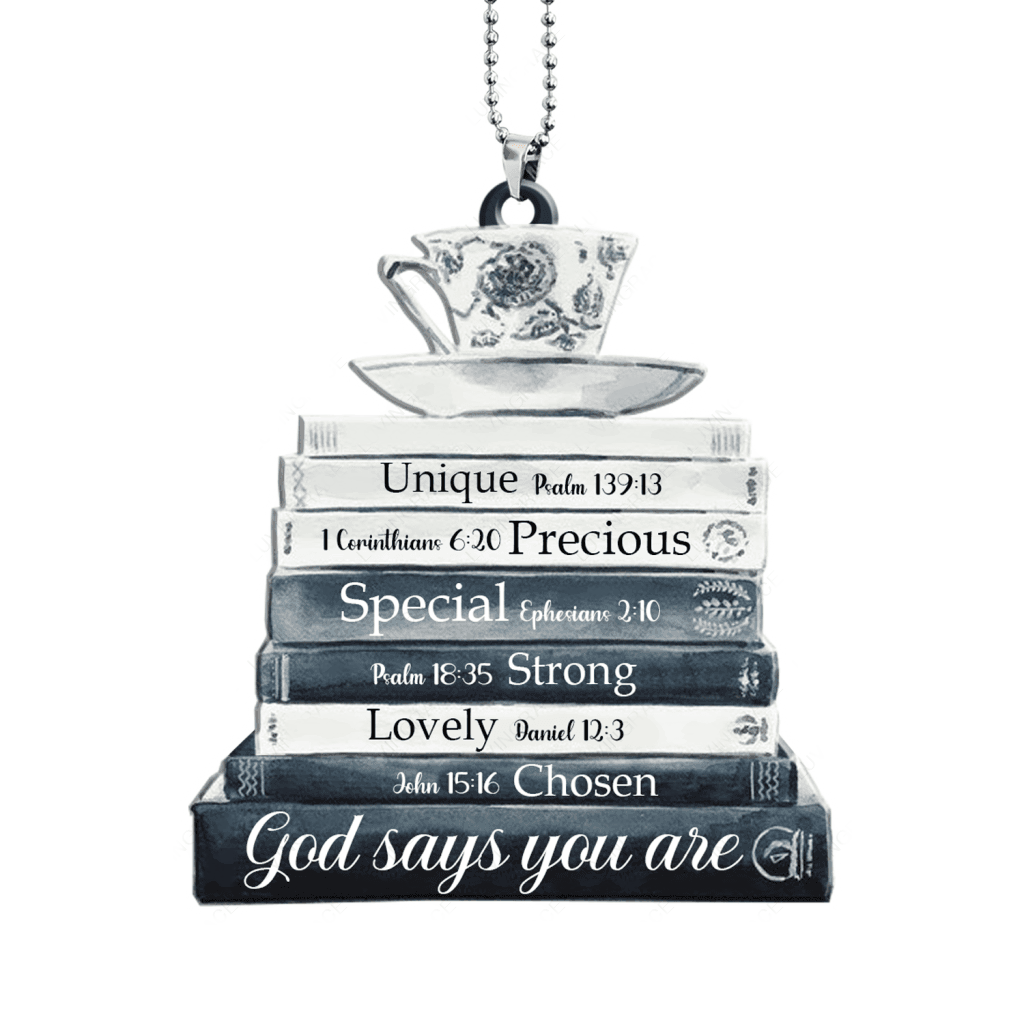 Printfamily M121 Book Stack God Says You Are Ornament