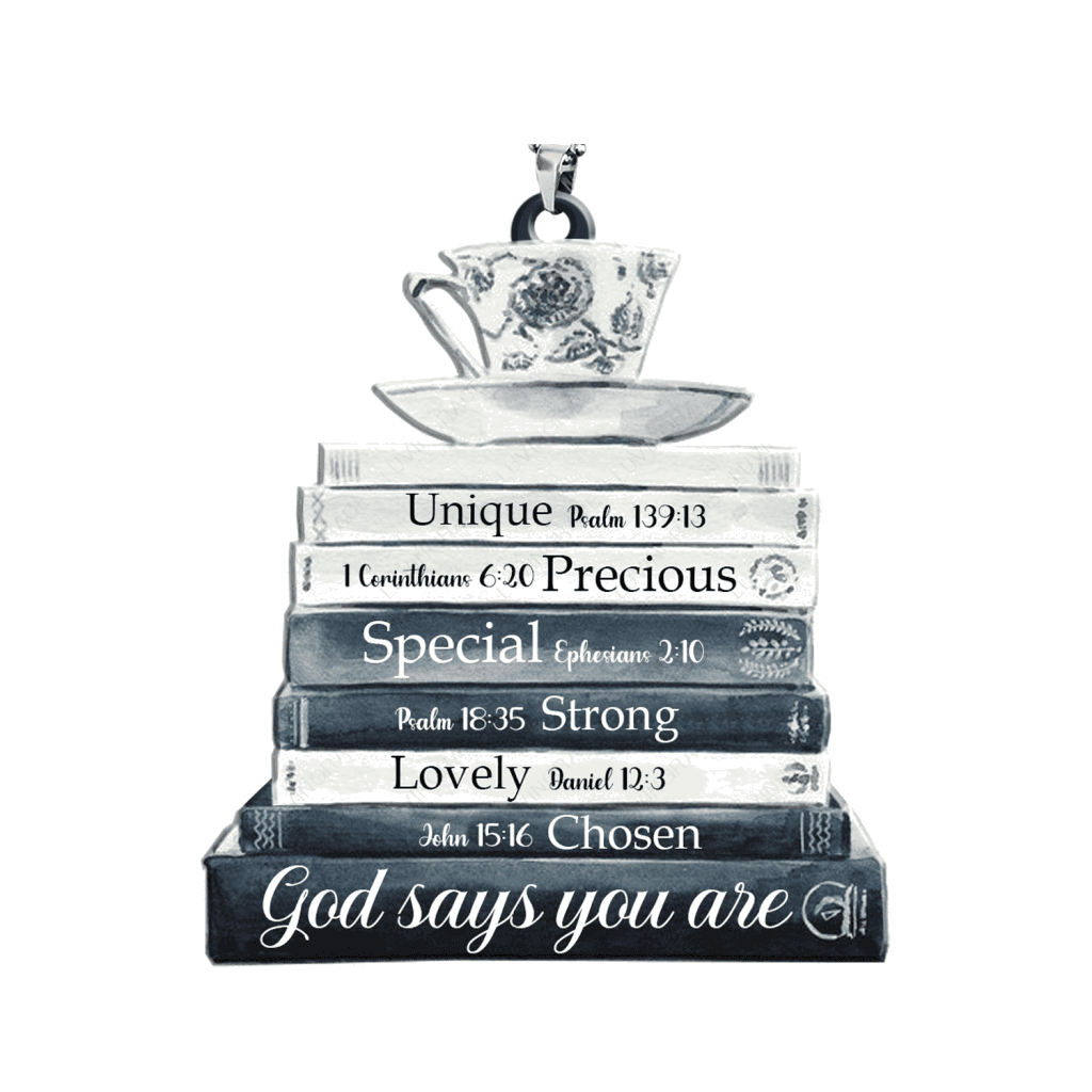 Printfamily M121 Book Stack God Says You Are Ornament
