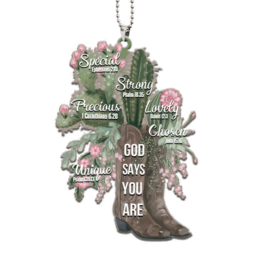 Printfamily M123 Cactus Boots God Says You Are Ornament