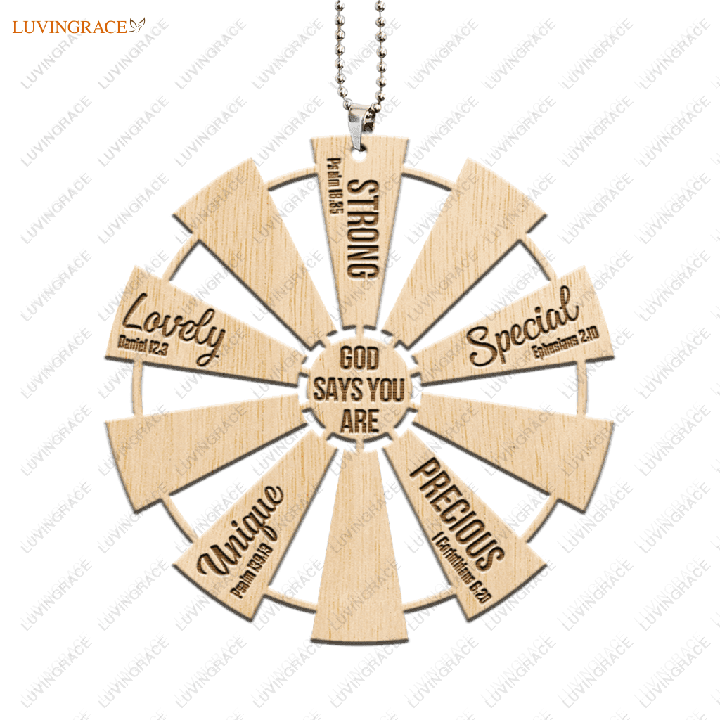 Printfamily M125 Windmill God Says You Are Wood Engraved Ornament Wooden