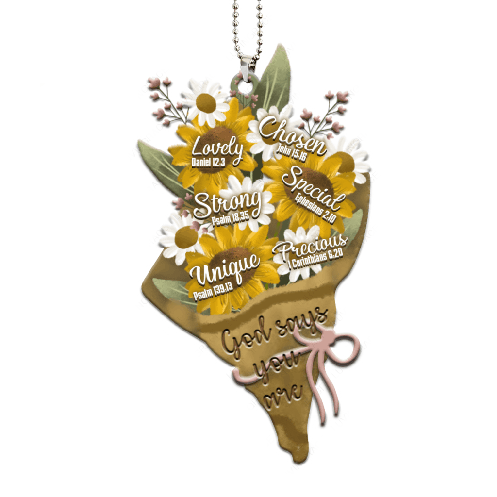 Printfamily M128 Flowers Bouquet God Says You Are Ornament