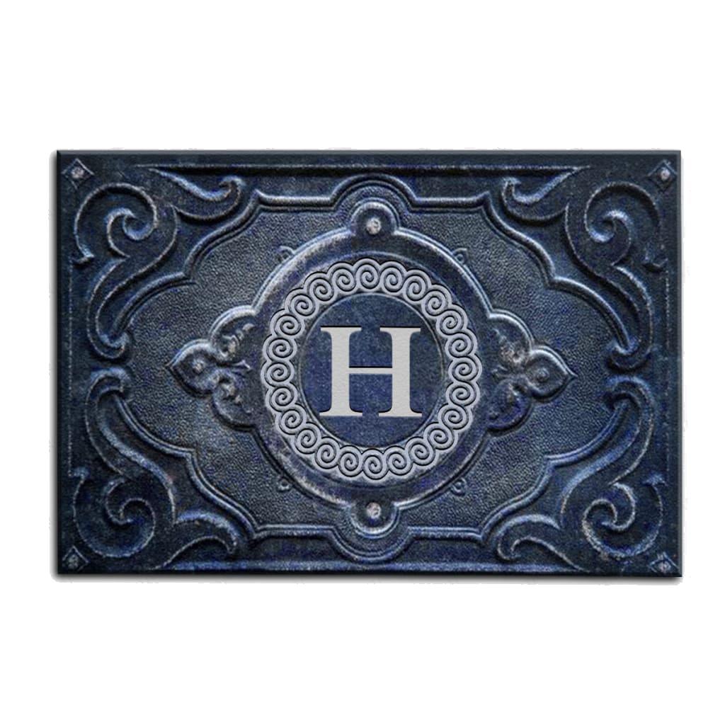 Luvingrace M15 Vintage Monogram The First Letter of Family Name Personalized Doormat