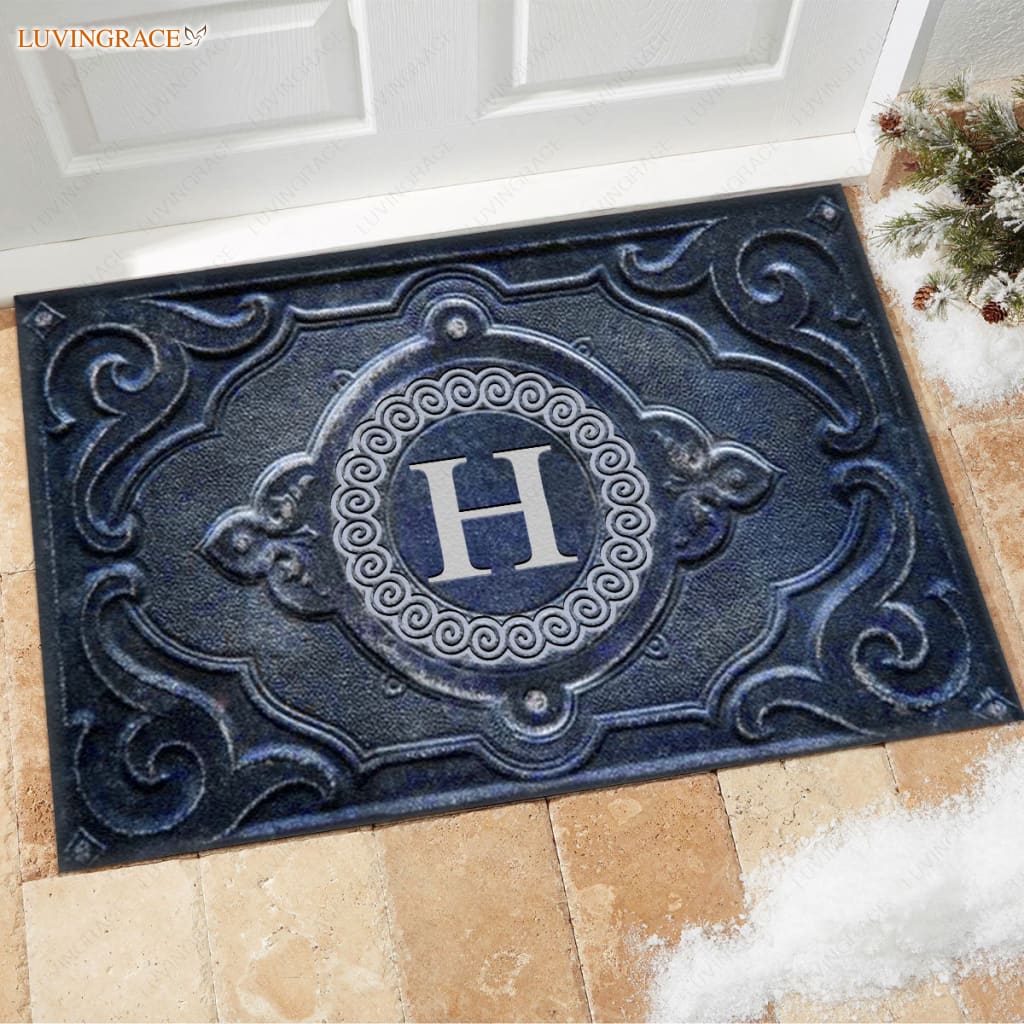 Luvingrace M15 Vintage Monogram The First Letter Of Family Name Personalized Doormat