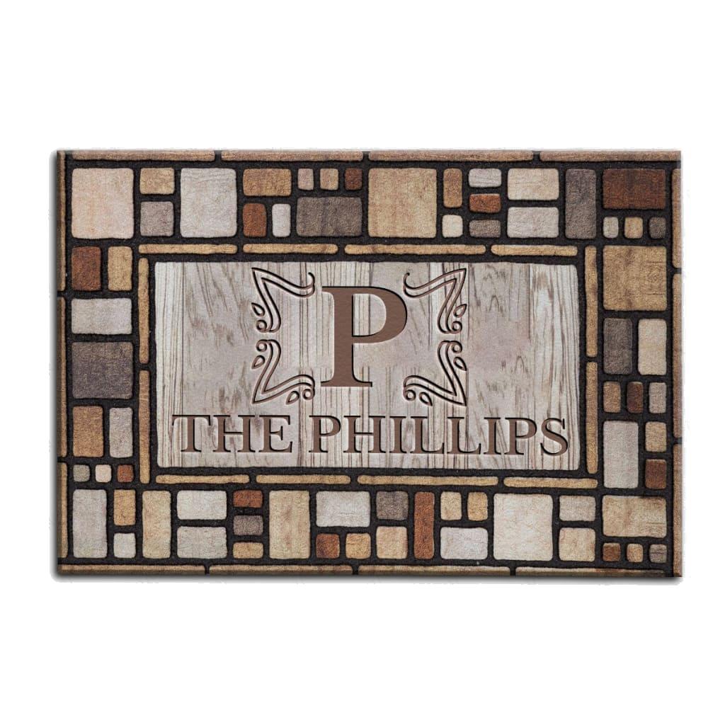 Luvingrace M19 Elegant Monogram Collection Family Name Personalized Doormat