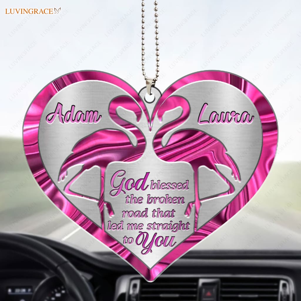 Luvingrace M25 Flamingo Couple God Blessed Personalized Ornament
