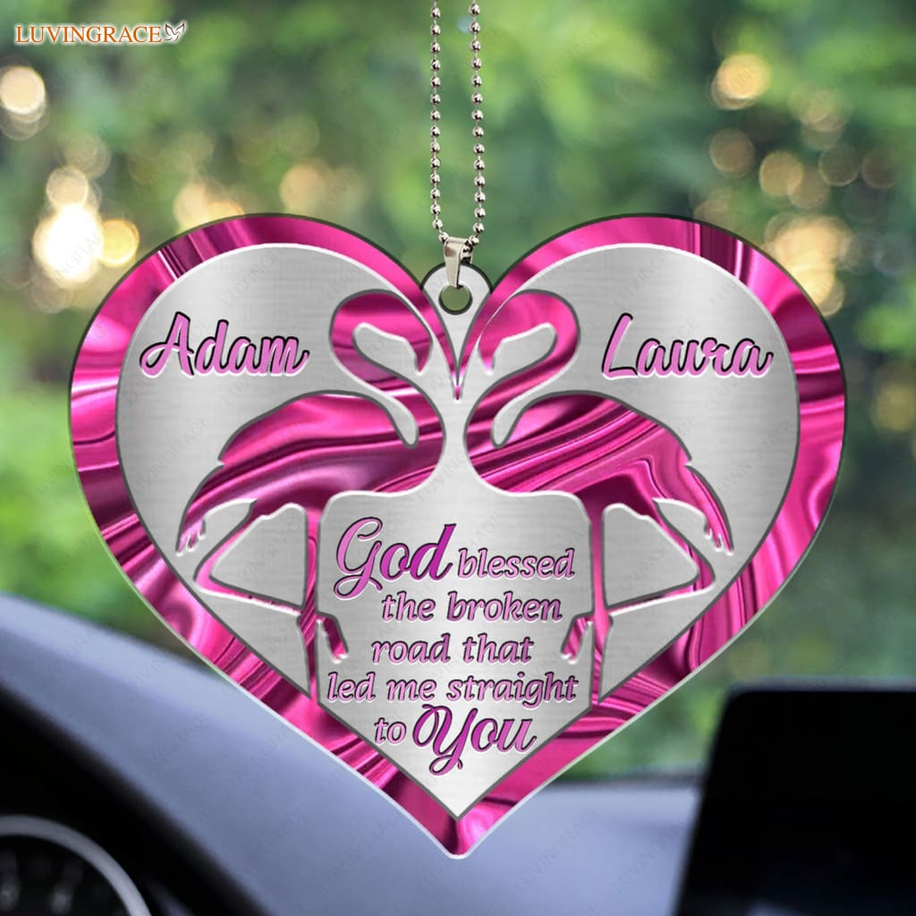 Luvingrace M25 Flamingo Couple God Blessed Personalized Ornament