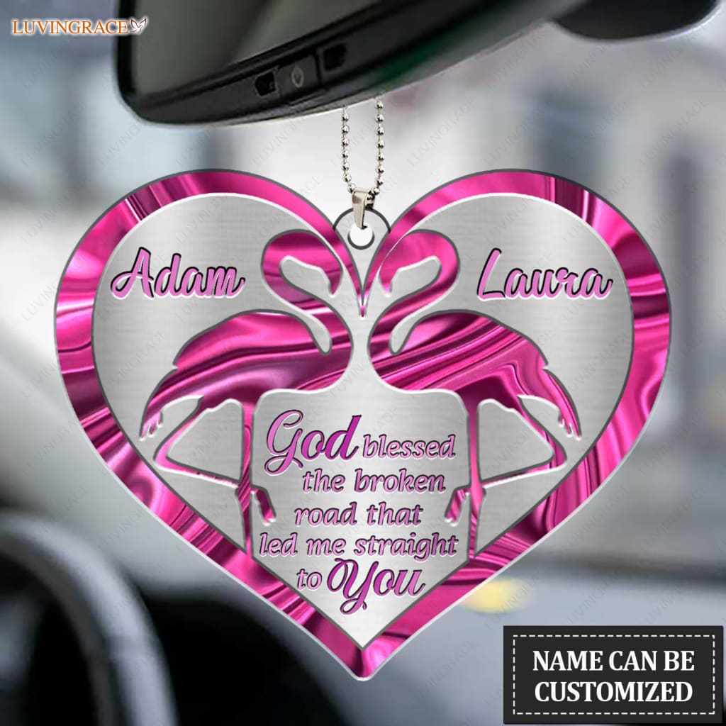 Luvingrace M25 Flamingo Couple God Blessed Personalized Ornament