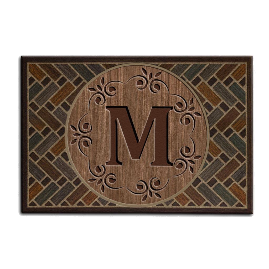 Luvingrace M35 Elegant Monogram The First Letter of Family Name Personalized Doormat