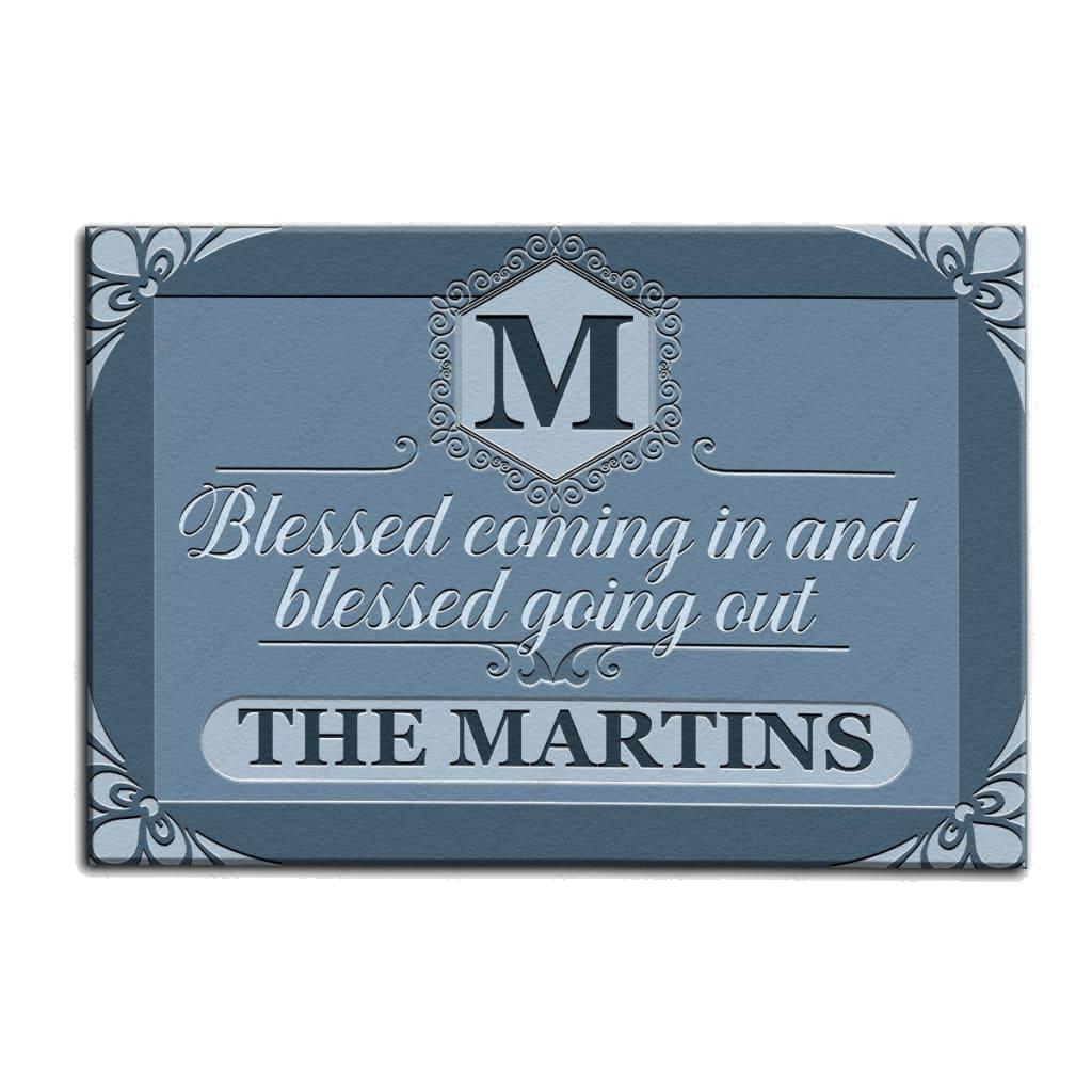 Luvingrace M40 Luxury Monogram Collection Blessed Coming In Personalized Doormat