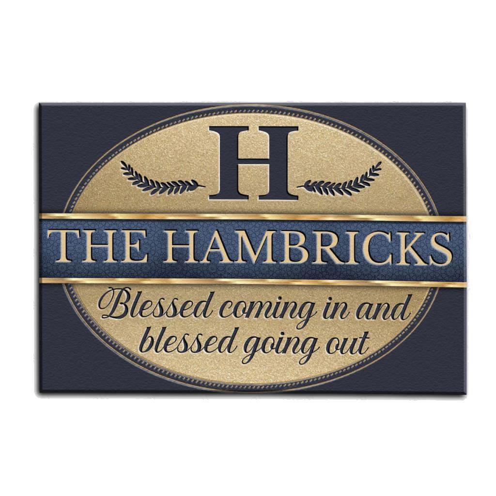 Luvingrace M43 Vintage Monogram Collection Blessed Coming In Personalized Doormat