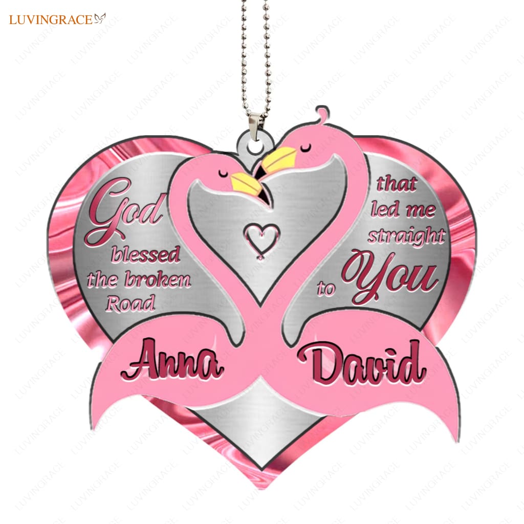 Luvingrace M45 Flamingo Couple God Blessed Personalized Ornament