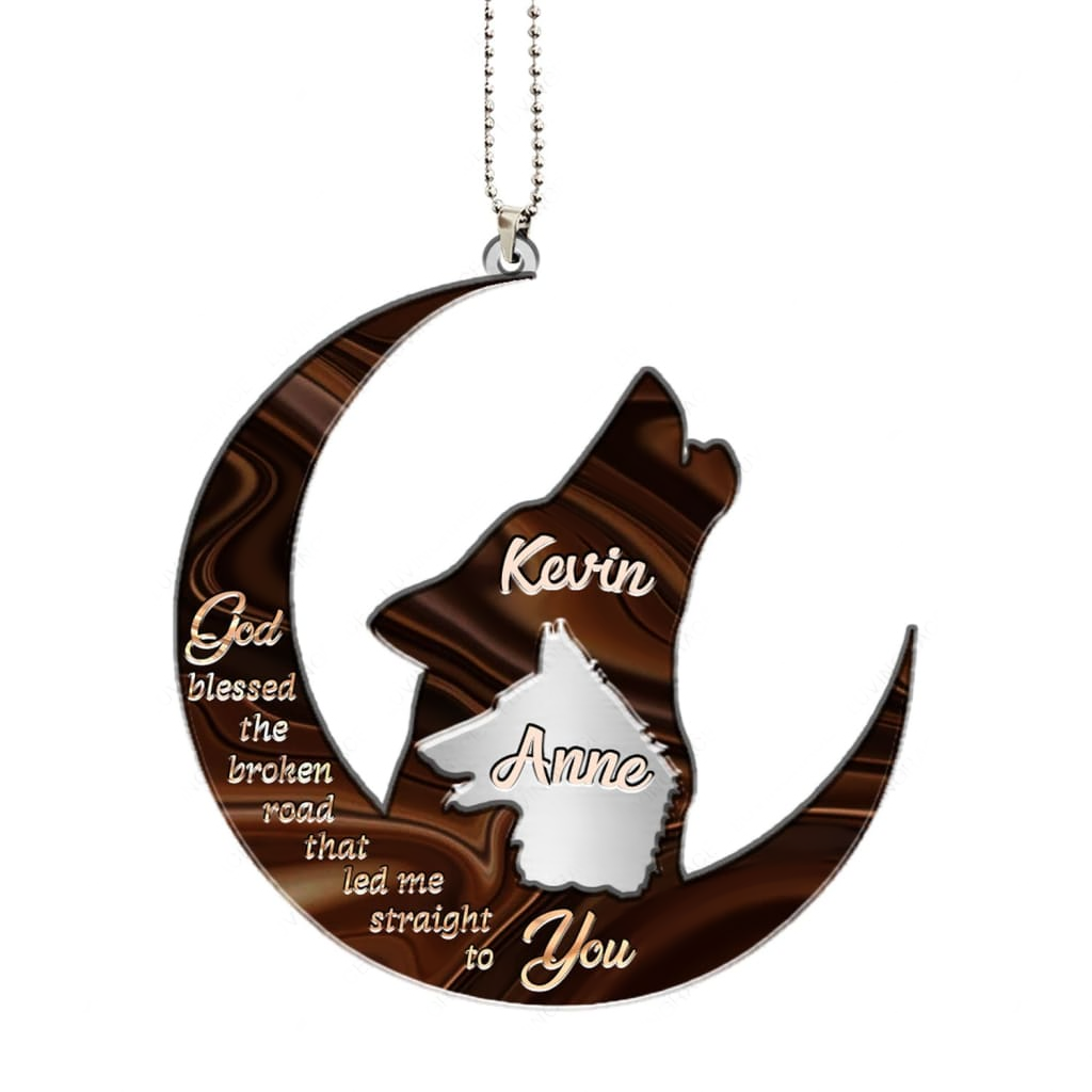 Printfamily M50 Wolf Couple God Blessed Personalized Ornament