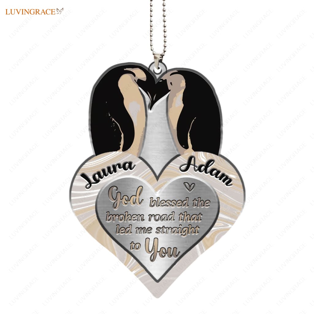 Printfamily M53 Penguin Couple God Blessed Personalized Ornament