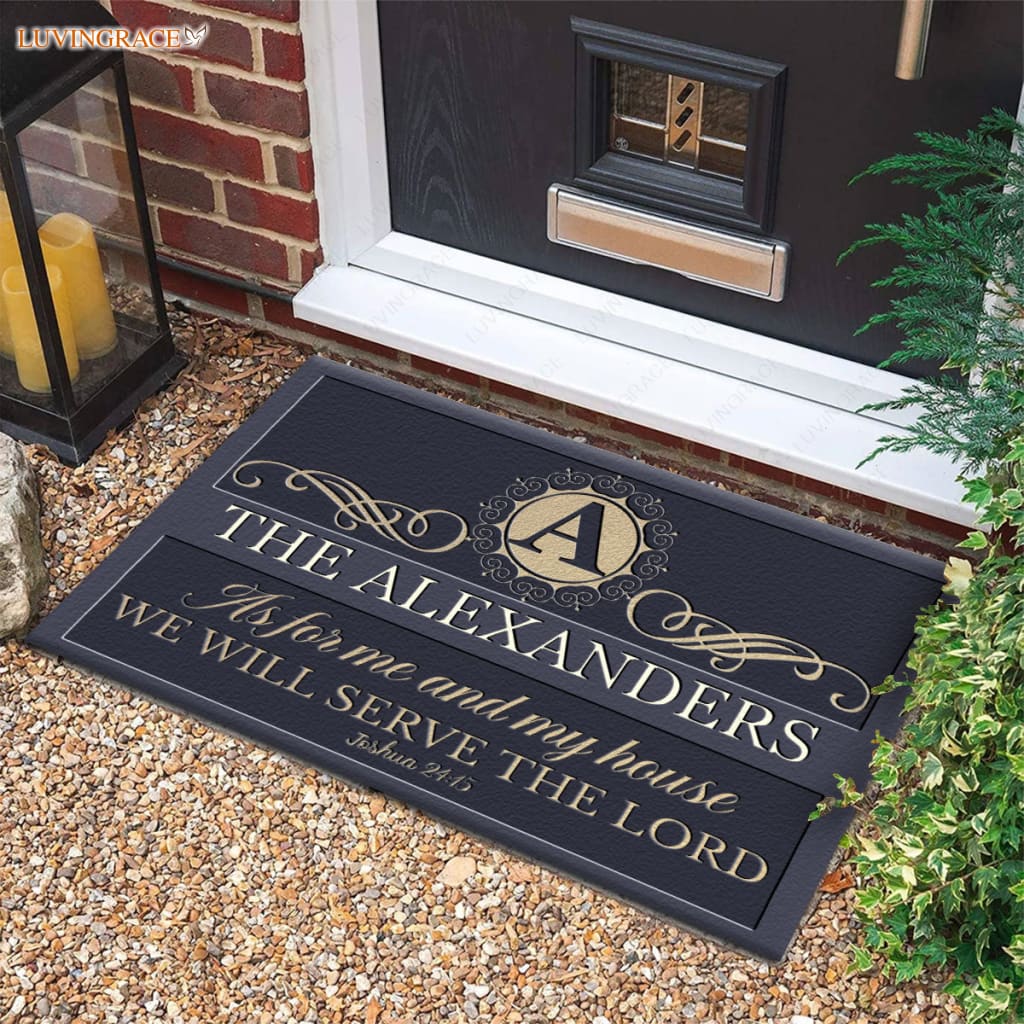 Luvingrace M54 Luxury Monogram Collection As For My House Personalized Doormat