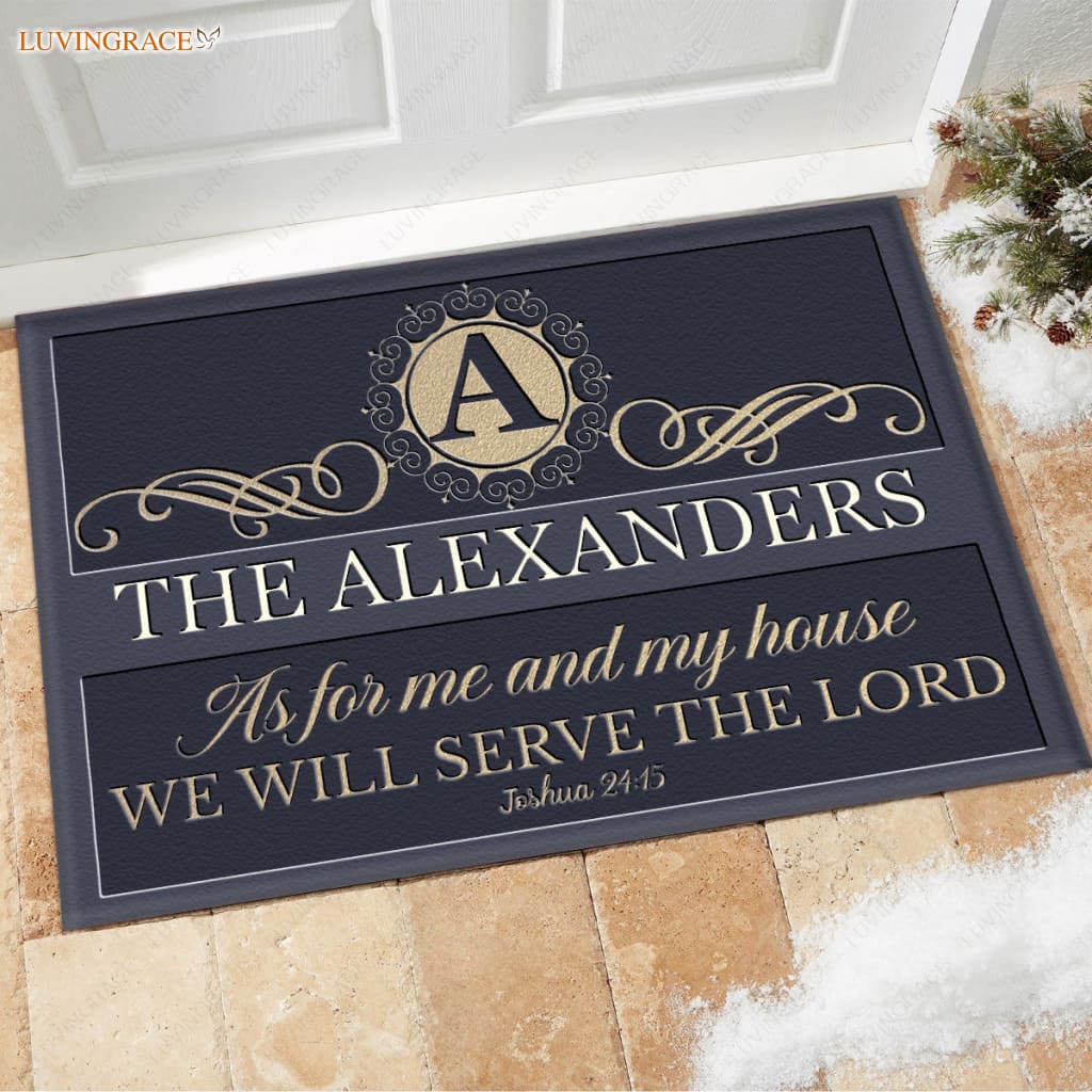 Luvingrace M54 Luxury Monogram Collection As For My House Personalized Doormat