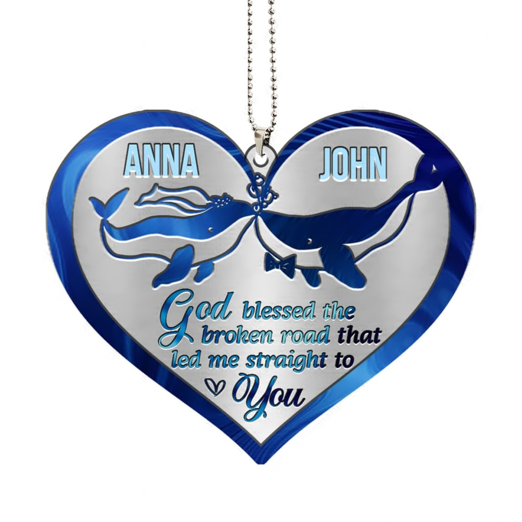 Printfamily M61 Whale Couple God Blessed Personalized Ornament