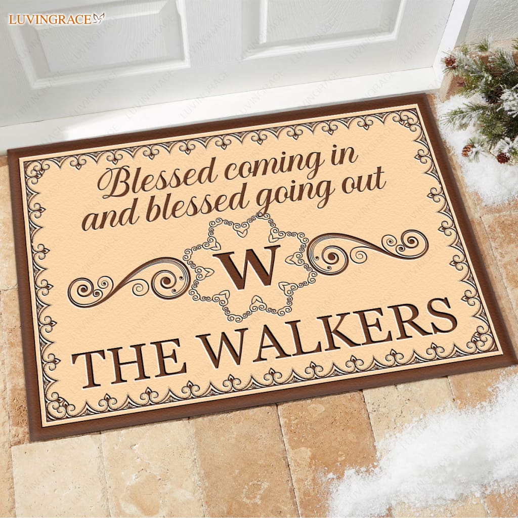 Luvingrace M68 Luxury Monogram Collection Blessed Coming In Personalized Doormat