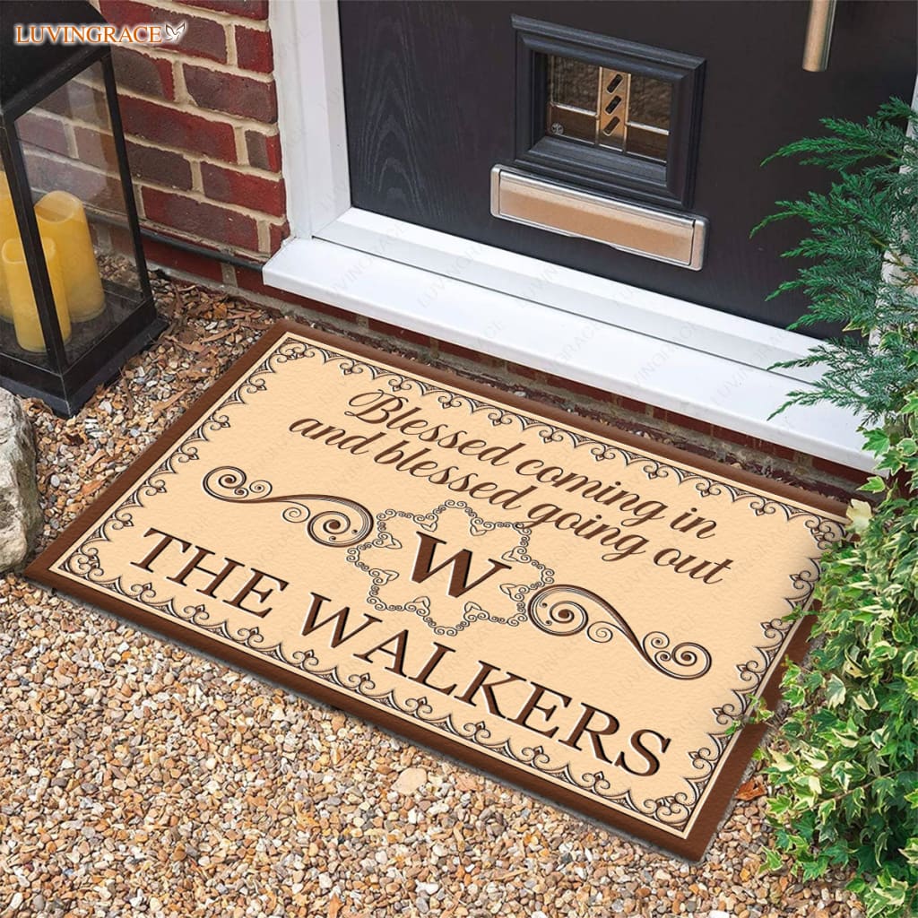 Luvingrace M68 Luxury Monogram Collection Blessed Coming In Personalized Doormat