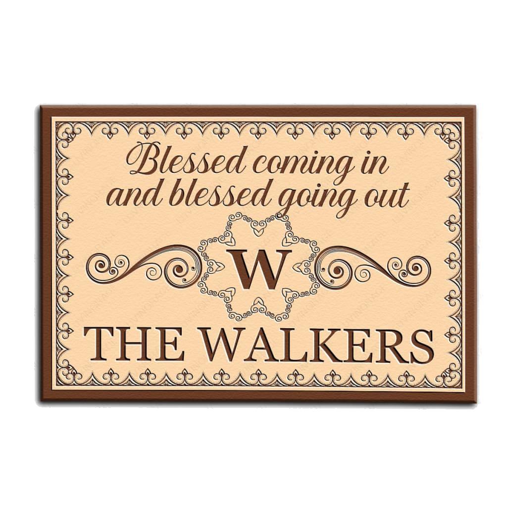 Luvingrace M68 Luxury Monogram Collection Blessed Coming In Personalized Doormat
