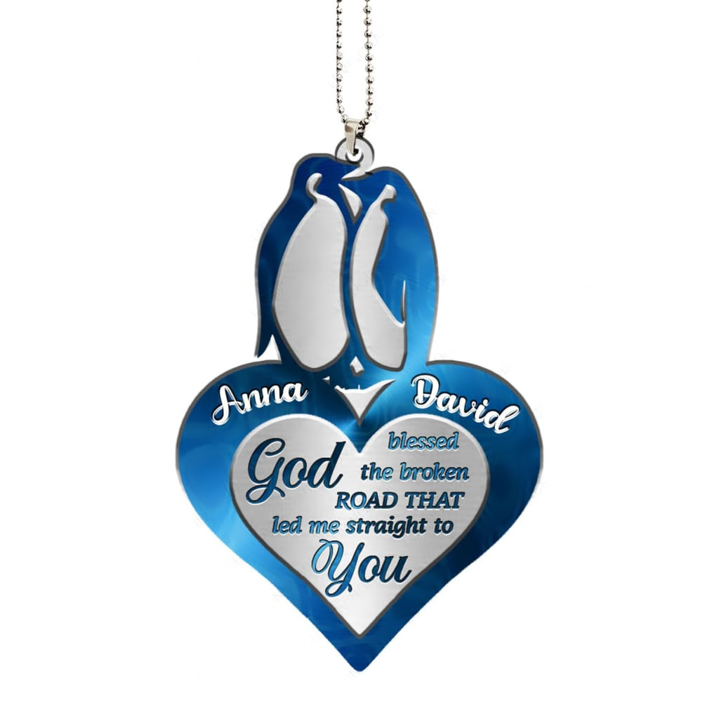 Printfamily M70 Penguin Couple God Blessed Personalized Ornament