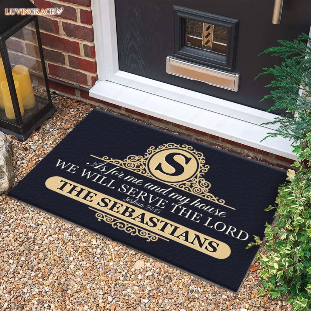 Luvingrace M73 Vintage Monogram Collection As For My House Personalized Doormat