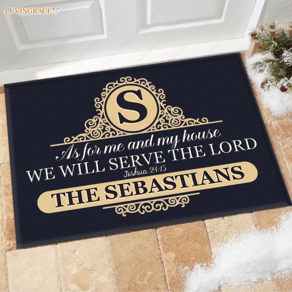 Luvingrace M73 Vintage Monogram Collection As For My House Personalized Doormat