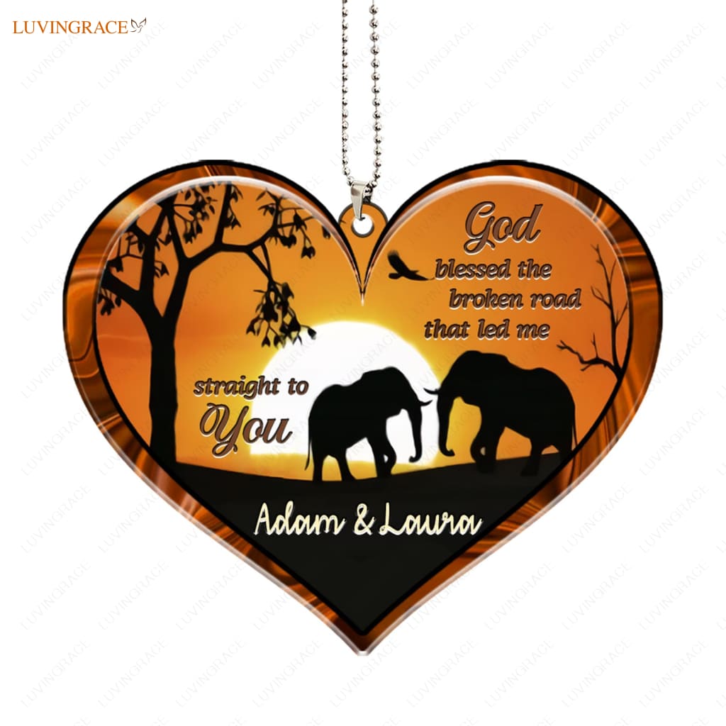 Luvingrace M82 Elephant Couple God Blessed Personalized Ornament