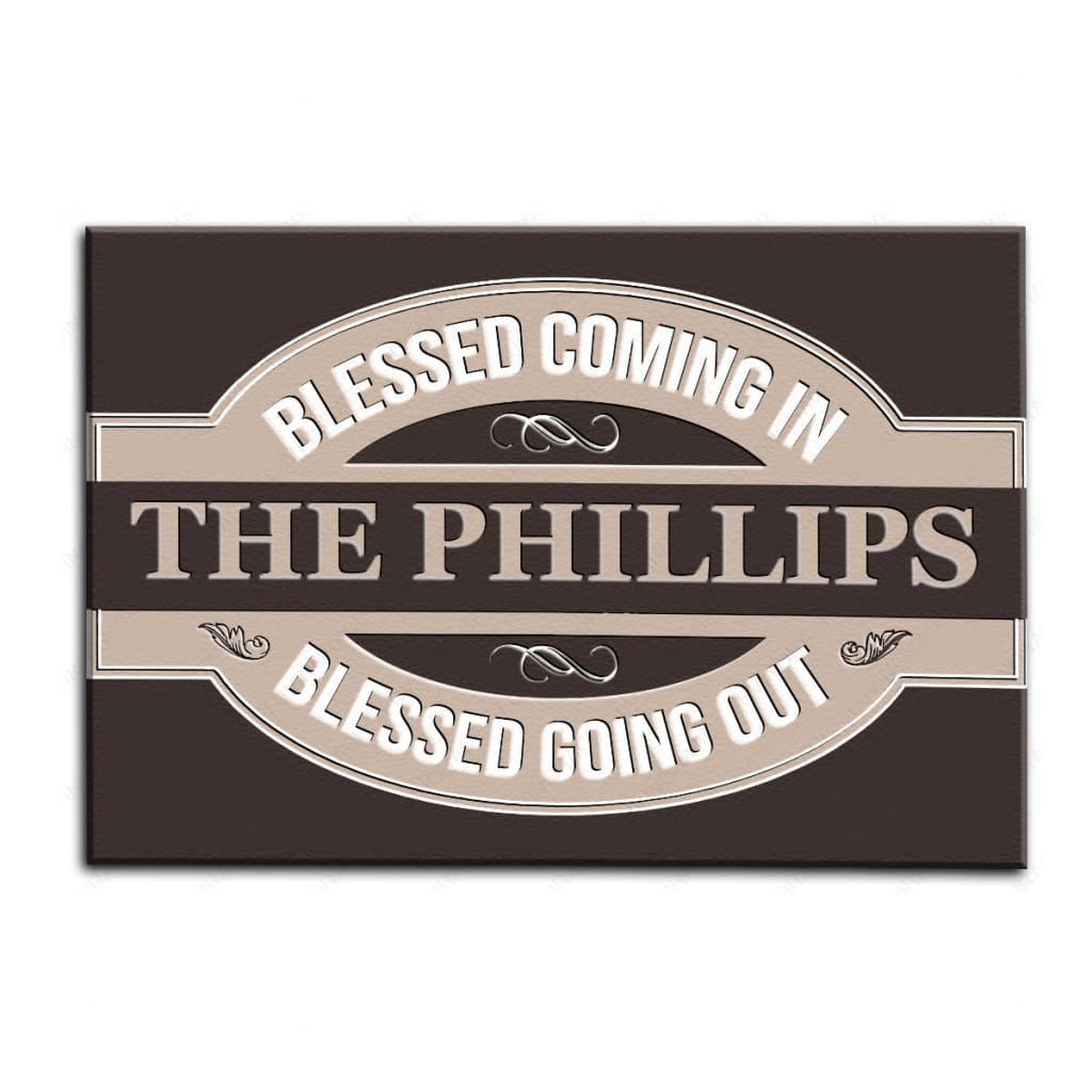 Luvingrace M82 Vintage Monogram Collection Blessed Coming In Personalized Doormat
