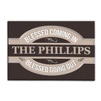 Luvingrace M82 Vintage Monogram Collection Blessed Coming In Personalized Doormat