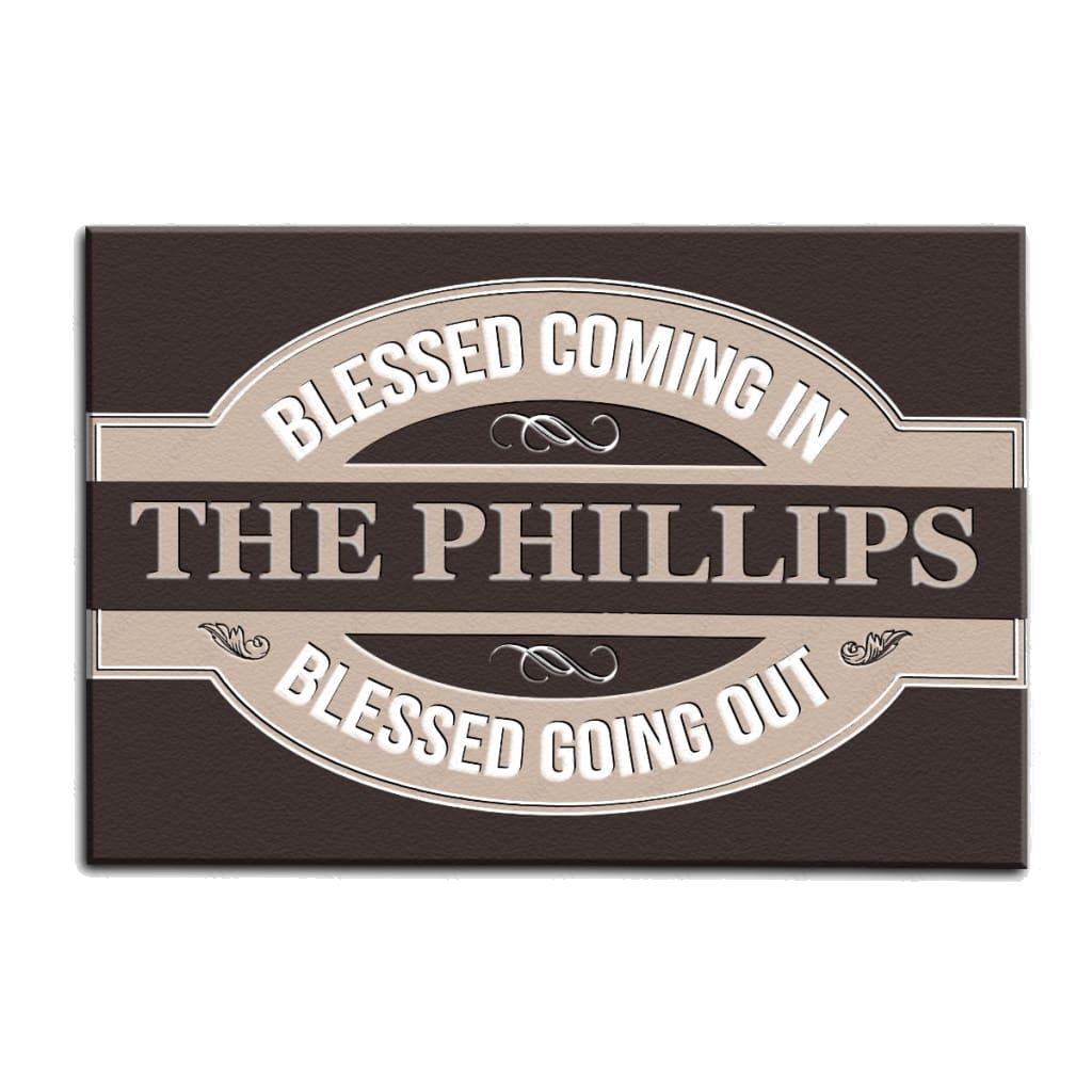 Luvingrace M82 Vintage Monogram Collection Blessed Coming In Personalized Doormat