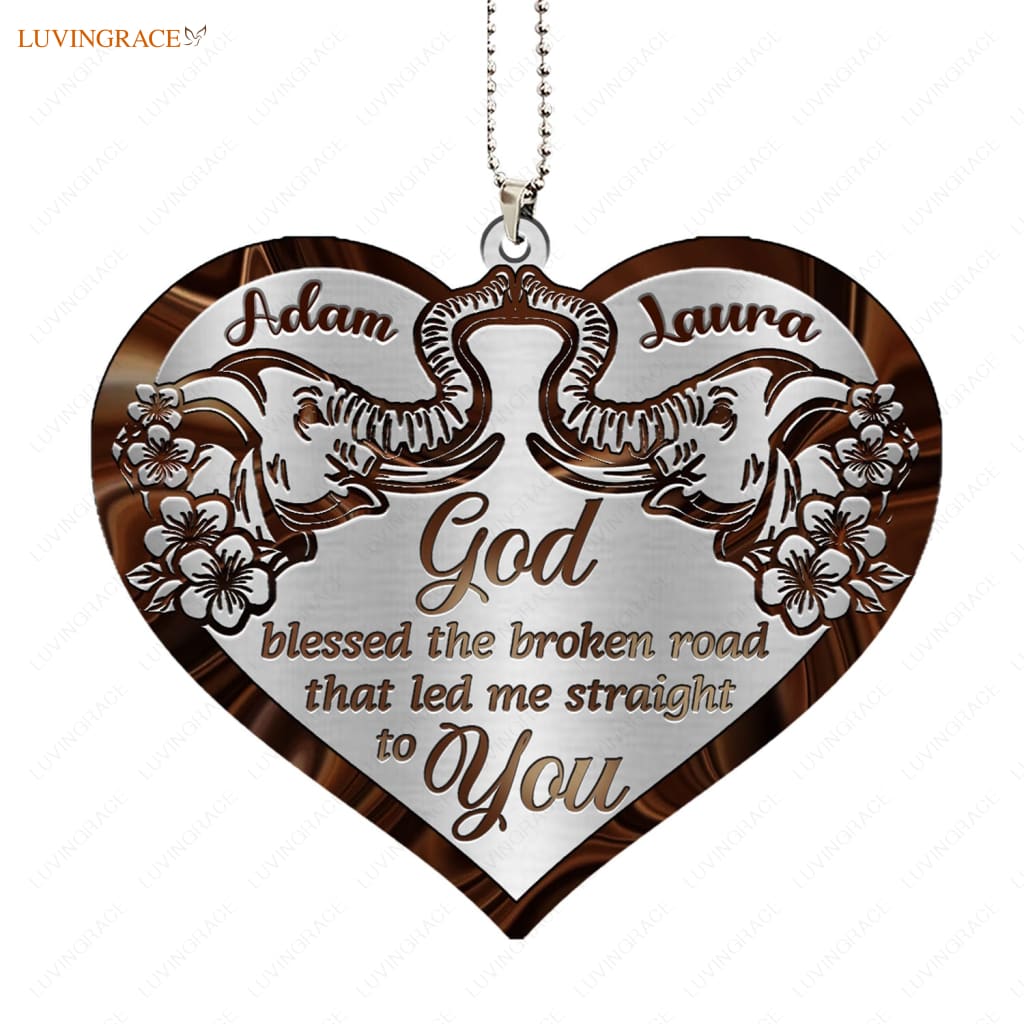 Luvingrace M86 Elephant Couple God Blessed Personalized Ornament