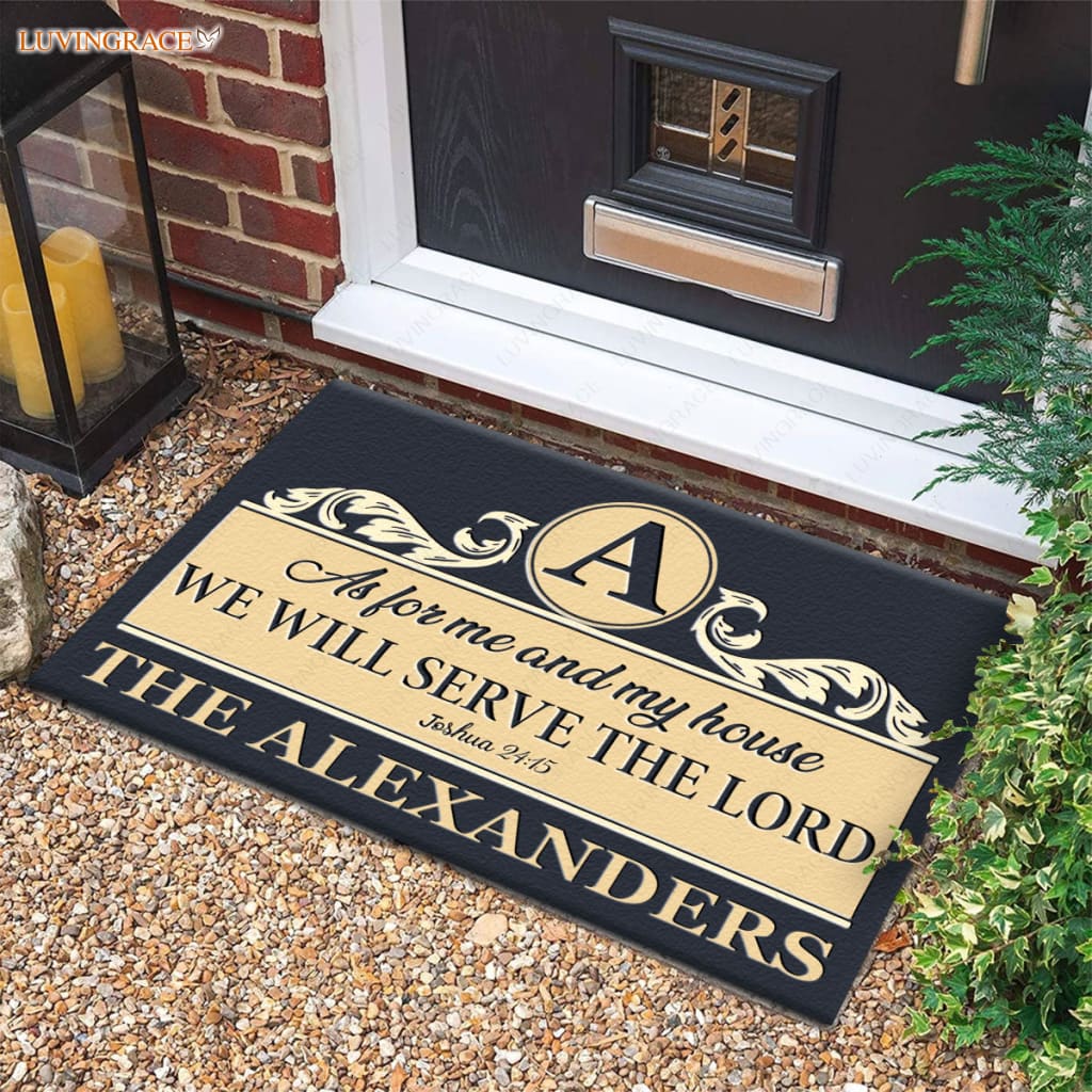 Luvingrace M86 Luxury Monogram Collection As For My House Personalized Doormat