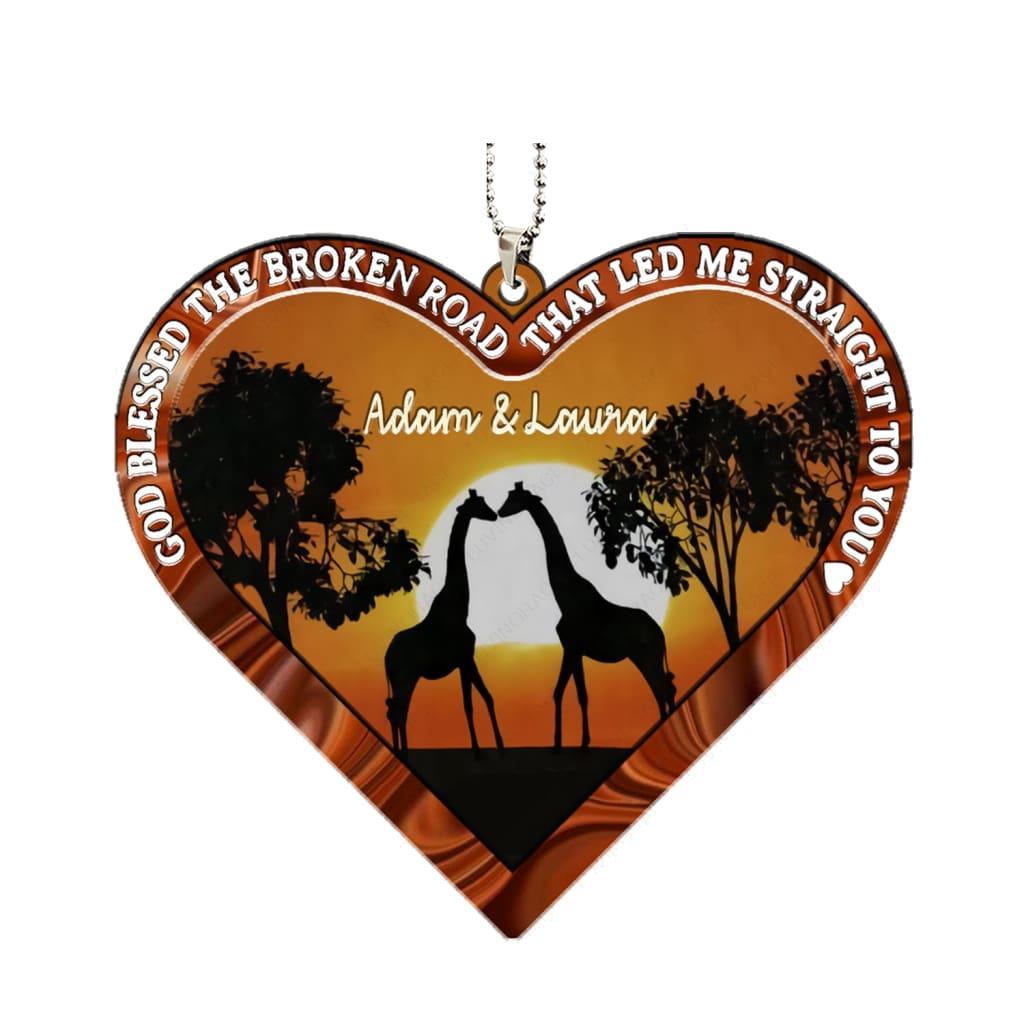 Printfamily M87 Giraffe Couple God Blessed Personalized Ornament