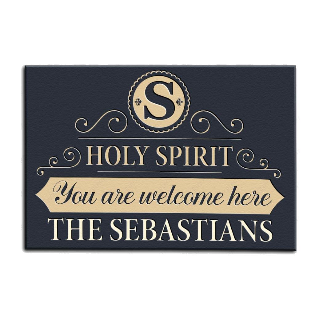 Luvingrace M88 Elegant Monogram Collection Holy Spirit Personalized Doormat