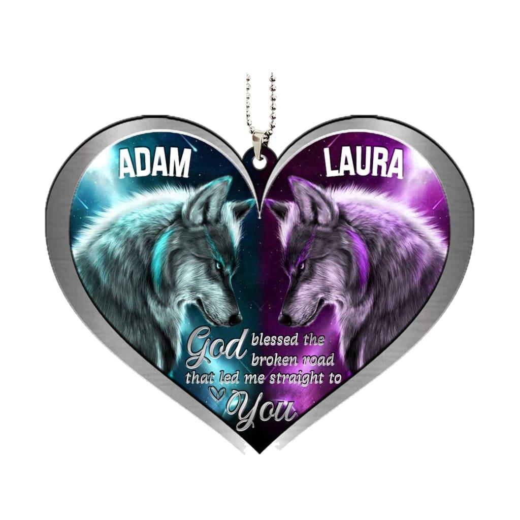 Printfamily M88 Wolf Couple God Blessed Personalized Ornament