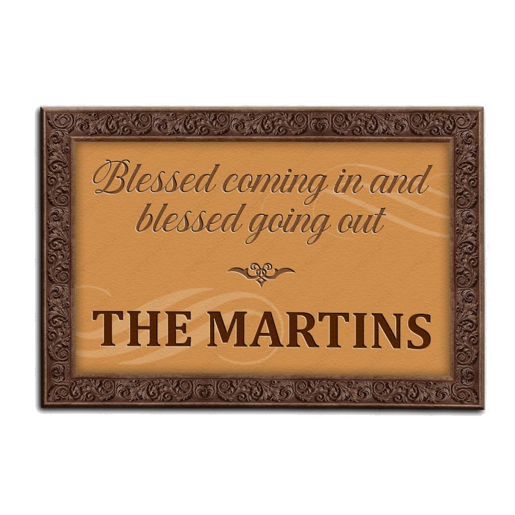 Luvingrace M89 Decorative Monogram Collection Blessed Coming In Personalized Doormat