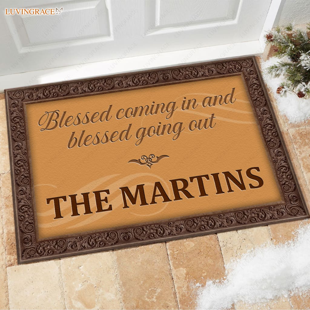 Luvingrace M89 Decorative Monogram Collection Blessed Coming In Personalized Doormat