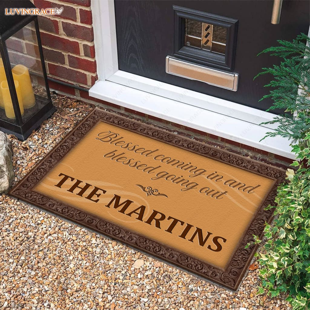 Luvingrace M89 Decorative Monogram Collection Blessed Coming In Personalized Doormat