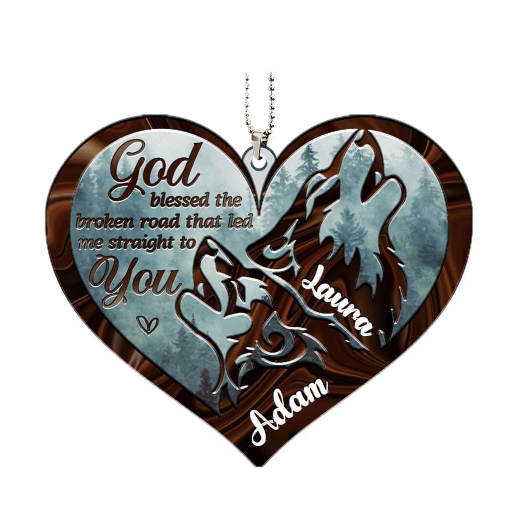 Printfamily M89 Wolf Couple God Blessed Personalized Ornament