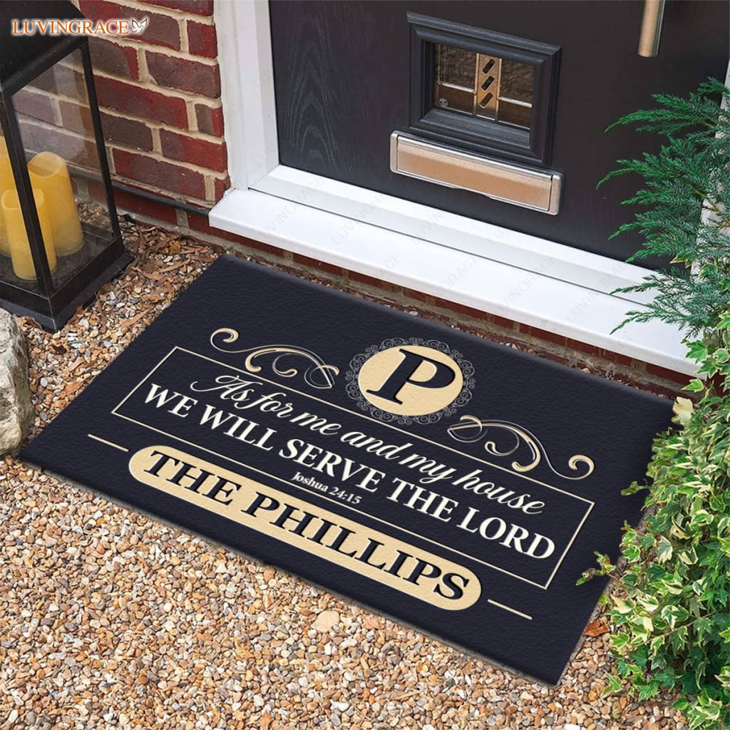 Luvingrace M95 Elegant Monogram Collection As For My House Personalized Doormat