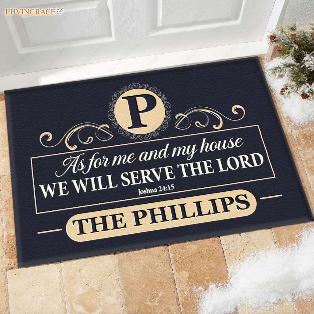 Luvingrace M95 Elegant Monogram Collection As For My House Personalized Doormat