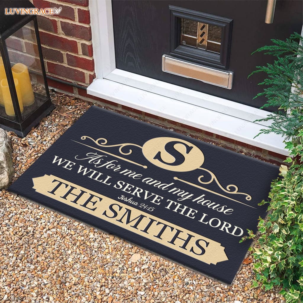 Luvingrace M98 Elegant Monogram Collection As For My House Personalized Doormat