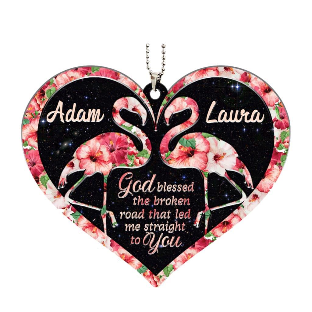 Luvingrace M98 Flamingo Couple God Blessed Personalized Ornament
