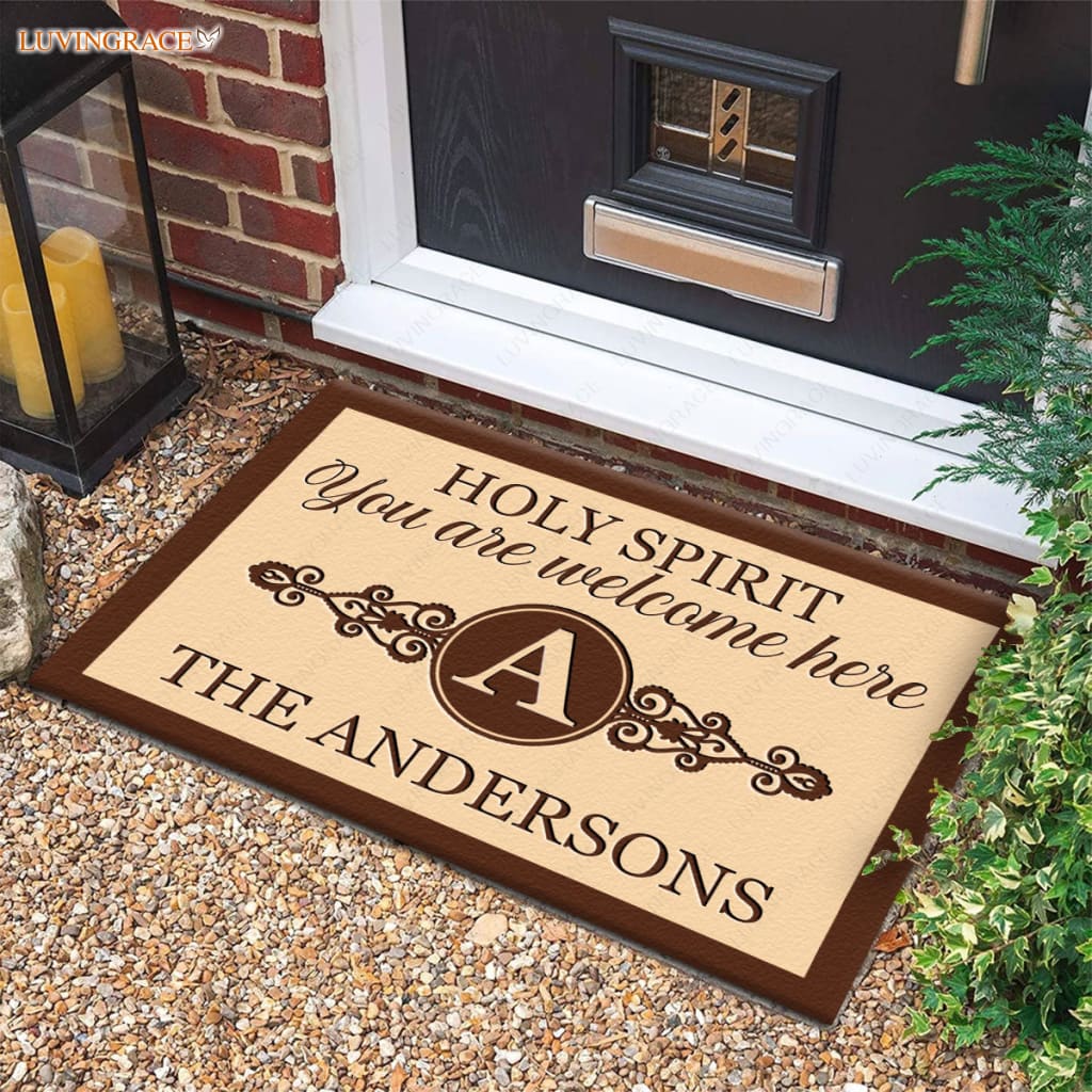 Luvingrace M99 Decorative Monogram Collection Holy Spirit Personalized Doormat