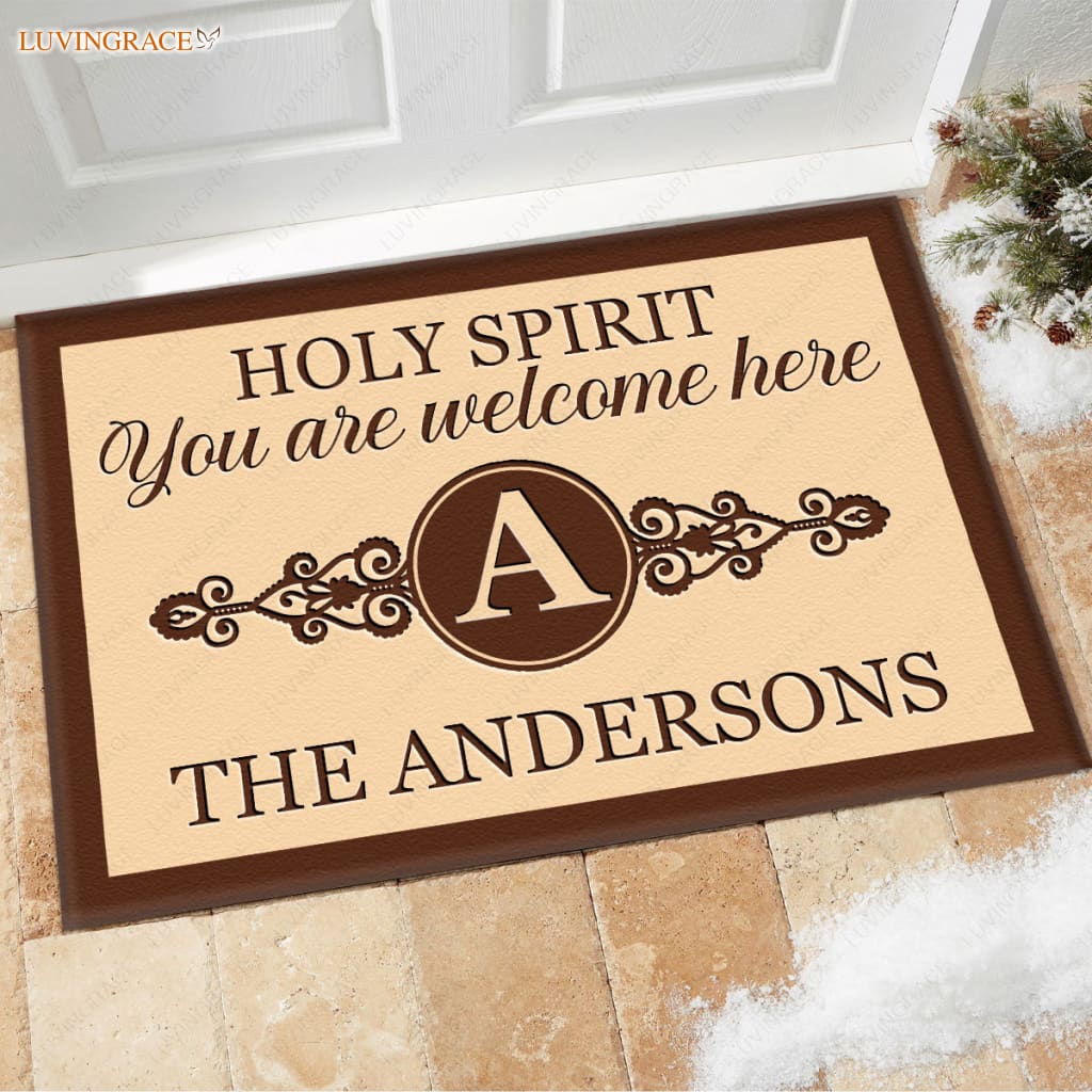 Luvingrace M99 Decorative Monogram Collection Holy Spirit Personalized Doormat